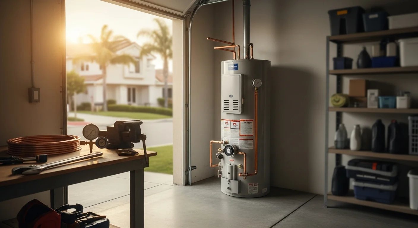 Professional plumber working on residential water line installation